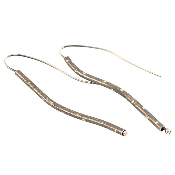 Sterling Silver 925 Oxidized Long Dangle Earrings Branch Like Earrings - Picture 1 of 8